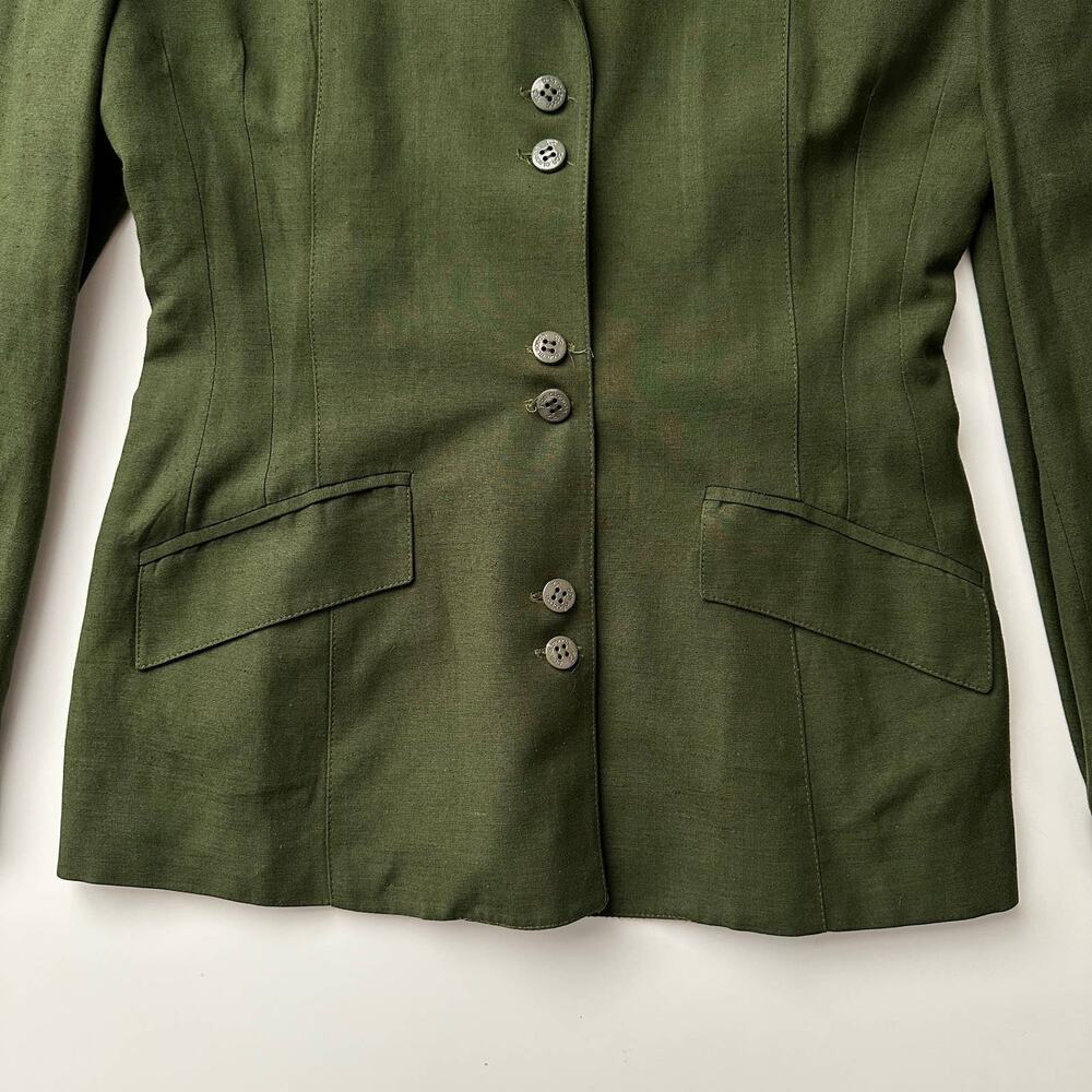 Don Algodon Vintage 90s‎ Madrid Spain Cotton Blazer Olive women 38 - Picture 4 of 7